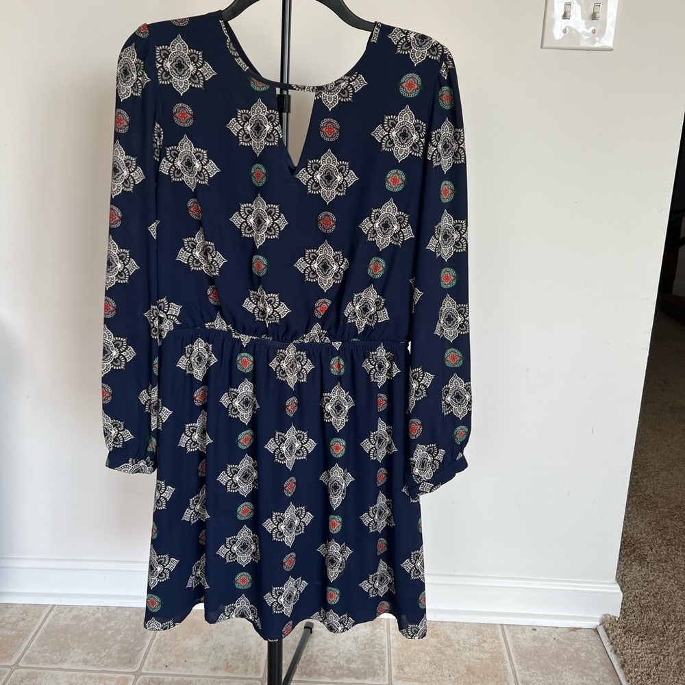 Blue patterned express light weight dress